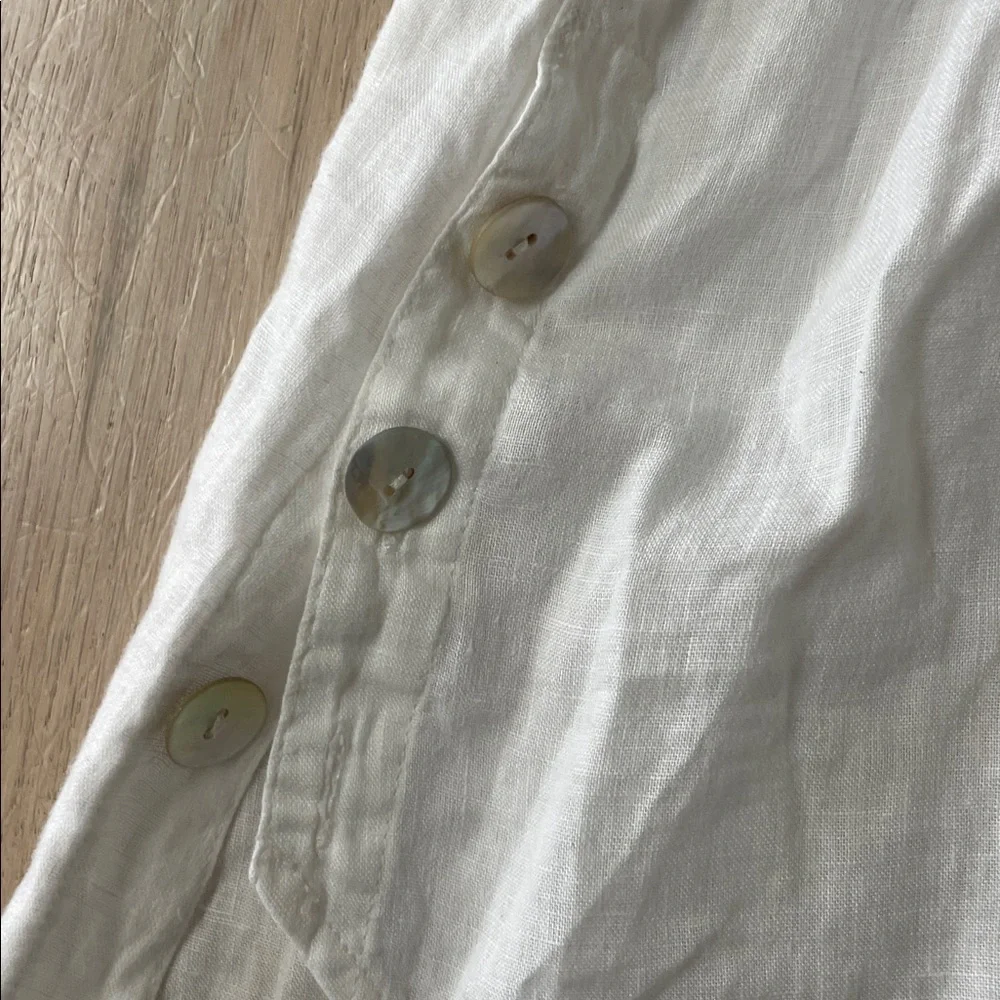 J.Jill Love Linen White Button Down Tunic Tank Size XL